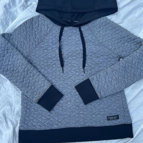 Calvin Klein Gray Quilted Hoodie Sweater - Picture 3 of 5